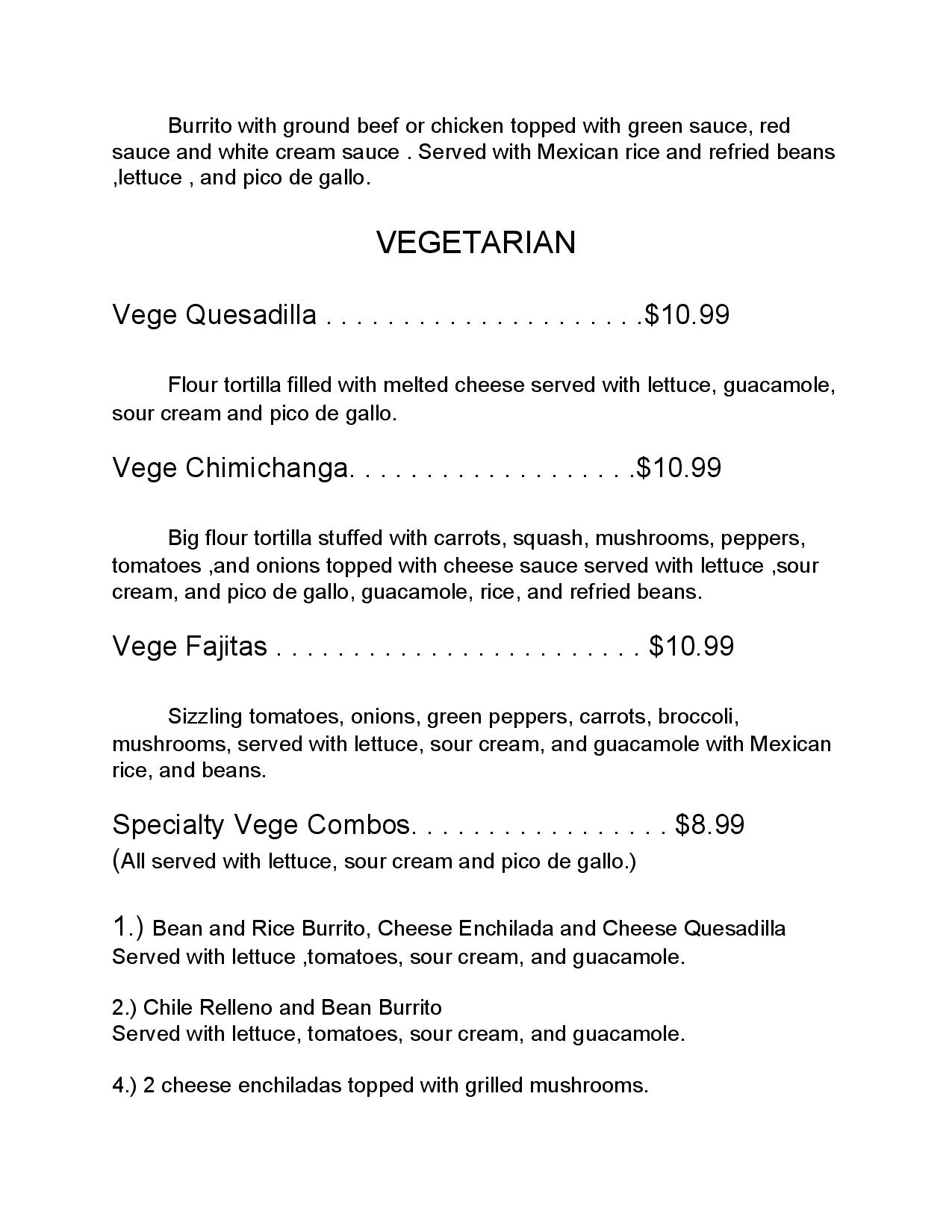 El Tequila Bar & Grill Restaurant Menu